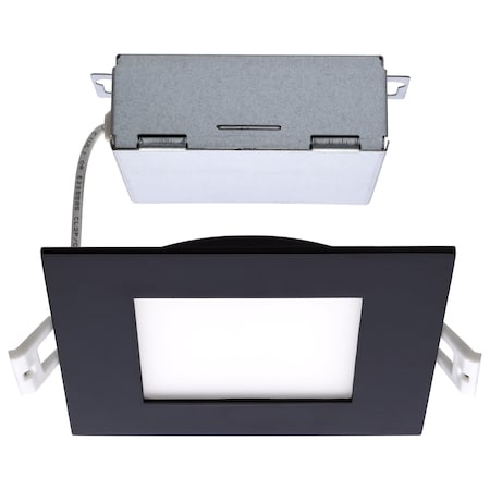 Satco 10W LED DW Downlight, Edge-lit, 4 in, CCT Select, 120V Dimmable, Square, Remote Drive, Black S11876